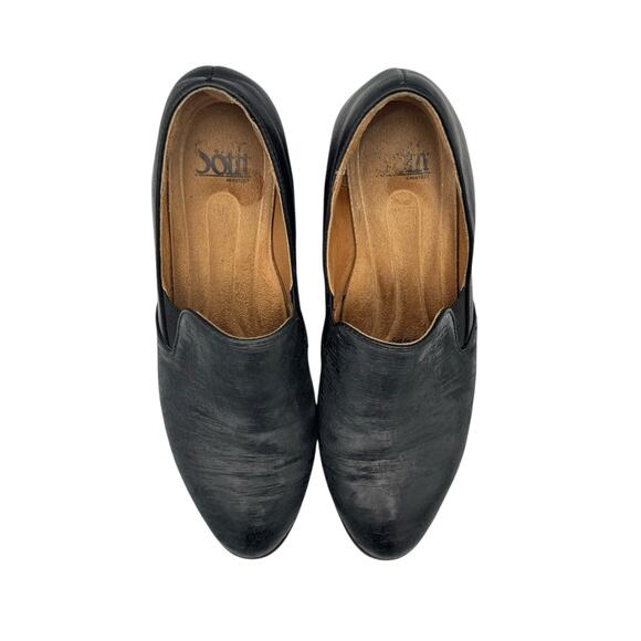 Sofft Velina Black Micro Texture Leather Slip On Cushioned Booties Loafers - Picture 6 of 11